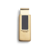 Stainless Steel Gold PVD Finish Flip Money Clip w/Black Resin